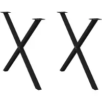 vidaXL Pieds de table de salle à manger en X 2 pcs. noir 90x(72-73) cm acier