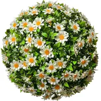 Clayre & Eef 6PL0324L Boule décorative Fleur de marguerite artificielle Blanc Vert Ø 30 cm
