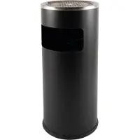 BRASQ Cendrier sur pied noir - Cendrier d'extérieur avec poubelle de 11 litres - Poteau fumeur - Poubelle avec cendrier
