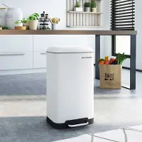 Songmics Elegant White 30L Rubbish Bin with Soft Closure and Inner Bucket (poubelle blanche élégante de 30 litres avec fermeture souple et seau intérieur)