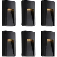 QAZQA Ensemble de 6 appliques murales extérieures rectangulaires noires avec LED IP65 - Gem