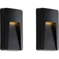 QAZQA Ensemble de 2 appliques murales extérieures rectangulaires noires avec LED IP65 - Gem