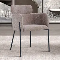 Rousseau Chaise de salle à manger Naomi en tissu Sand | Pieds en métal | 83 x 60.5 x 60 cm