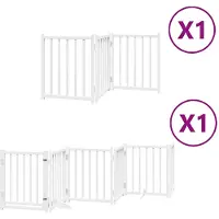 vidaXL Porte pour chien 9 pièces avec porte Pliable Blanc 450 cm Bois de peuplier