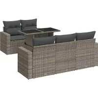vidaXL Ensemble de salon de jardin 6 pièces avec coussins Gris Poly rotin