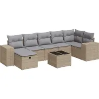 vidaXL Ensemble de jardin canapé 8 pièces avec coussins Beige Poly Rattan