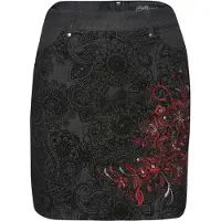 KOROSHI Jupe anthracite / gris clair / rouge feu / noir