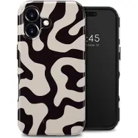 Selencia Coque arrière Vivid avec MagSafe pour Apple iPhone 16 - Art Wave Black