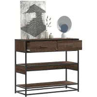 vidaXL Table console chêne marron 90x35x80 cm bois d'ingénierie