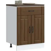 vidaXL Élément bas de cuisine Lucca brun imitation chêne Matériau dérivé du bois