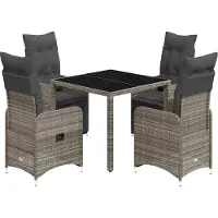 vidaXL Ensemble de jardin bistrot 5 pièces avec coussins Gris Poly rotin
