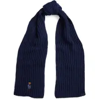 Ralph Lauren pour femme. 455931877003 Écharpe en tricot côtelé avec Polo Bear marine (OSFA), Casuel, Laine