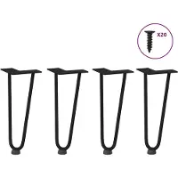 vidaXL Pieds en épingle à cheveux pour table basse 4 pcs. noir 30 cm acier massif