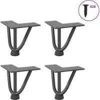 vidaXL Pieds en épingle à cheveux pour table basse 4 pcs. Anthracite 10 cm acier massif