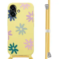IMoshion Coque design en silicone avec cordon Apple iPhone 16 - Yellow Flower Distance