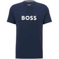 BOSS T-Shirt bleu marine / blanc