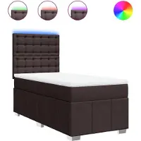 vidaXL Lit boxspring avec matelas brun foncé 90x200 cm Tissu