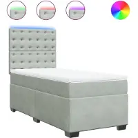 vidaXL Lit boxspring avec matelas gris clair 90x200 cm velours