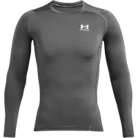 Under Armour T-shirt à manches longues HeatGear Compression pour homme, (025) Castlerock / Blanc, X-Small