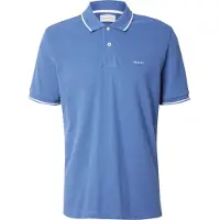 Gant pour homme. 2062034 Polo en piqué avec passepoil bleu (L), Casuel, Coton, Manche courte