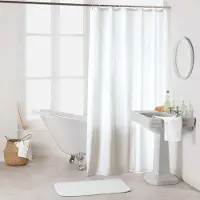 Douceur d'intérieur Rideau de douche avec crochets 180 x 200 cm polyester uni essencia Blanc