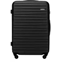 WITTCHEN Valise Grande Taille Valise de Voyage Valise à roulettes Coque Rigide en ABS avec 4 roulettes Spinner Serrure à Combinaison Poignée télescopique Groove Line Taille XL Noir