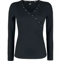 Black premium by emp T-shirt manches longues de - Haut Manches Longues Noir Avec Œillets & Col En V - S - 5XL - pour Femme - noir - Taille M