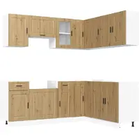 vidaXL Ensemble d'armoires de cuisine Porto Artisan-Chêne Bois composite 11 pcs