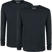 Black premium by emp T-shirt manches longues de - Lot De Deux Hauts Noirs Manches-Longues Ras-Du-COu & Col En V - S - 5XL - pour Homme - noir - Taille 5XL
