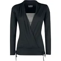 Black premium by emp T-shirt manches longues de - Haut Manches Longues Ribbon - M - XXL - pour Femme - noir/gris - Taille M