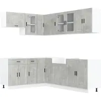 vidaXL Ensemble d'armoires de cuisine Porto 11 pièces gris béton bois composite