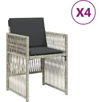 vidaXL Chaises de jardin avec coussins 4 pcs. Gris clair Poly rotin