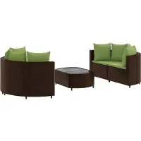 vidaXL Ensemble de salon de jardin 5 pièces avec coussins Marron Poly Rattan
