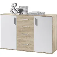 Die Möbelfundgrube Commode 2 portes et 4 tiroirs BOBBY 5 de Sonoma clair / blanc
