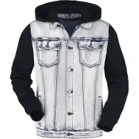 RED by EMP Veste en Jean de - Veste En Jean Avec Manches & Capuche En Sweat - S - 5XL - pour Homme - bleu/noir - Taille 3XL