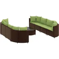 vidaXL Ensemble de salon de jardin 9 pièces avec coussins Marron Poly Rattan