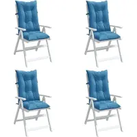 vidaXL Coussins de chaise à haut dossier 4 pcs. Melange Bleu 120x50x7 cm Tissu