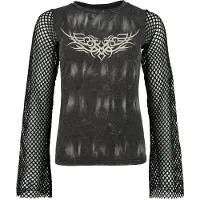 Rock Rebel by EMP T-shirt manches longues de - Longsleeve With Used Wash And Mesh Sleeves - M - XL - pour Femme - marron/noir - Taille XL