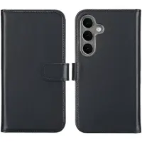 Selencia Étui portefeuille en cuir véritable pour Samsung Galaxy S25 - Noir