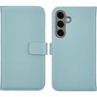 Selencia Étui portefeuille en cuir véritable Samsung Galaxy S25 Plus - Air Blue