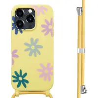 IMoshion Coque design en silicone avec cordon Apple iPhone 16 Pro Max - Yellow Flower Distance