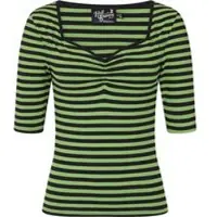 Hell Bunny T-shirt manches longues Rockabilly de - Haut Warlock - XS - XL - pour Femme - vert/noir - Taille L