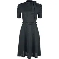 Voodoo Vixen Robe mi-longue Rockabilly de - Robe Nœud Au Col Noire Pois Posie - M - 4XL - pour Femme - noir - Taille XXL