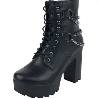 Gothicana by EMP Talons hauts Gothic de - Bottines Noires Avec Sangles Cloutées & Chaînes - EU37 - EU38 - pour Femme - noir - Taille EU 37