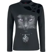 Spiral T-shirt manches longues Gothic de - Black Cat - S - XL - pour Femme - noir - Taille XL
