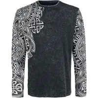 Black premium by emp T-shirt manches longues de - Haut Manches Longues Noir Délavé & Imprimé - S - 5XL - pour Homme - noir - Taille L