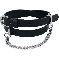 Rock Rebel by EMP Ceinture de - Ceinture Noire Fine Avec Chaîne Décorative - pour Femme - noir - Taille 85 cm
