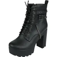 Rock Rebel by EMP Talons hauts de - Boots With Belts And Chains - EU37 - EU41 - pour Femme - noir - Taille EU 40