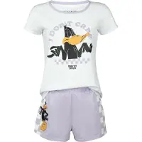 Looney Tunes Pyjama de Looney Tunes - Daffy Duck - I Don't Care - S - XXL - pour Femme - blanc/violet - Taille XL