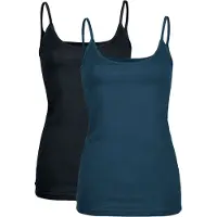 Black premium by emp Top de - Débardeurs Bretelles Spaghettis - Lot De 2 - S - 3XL - pour Femme - noir/pétrole - Taille M